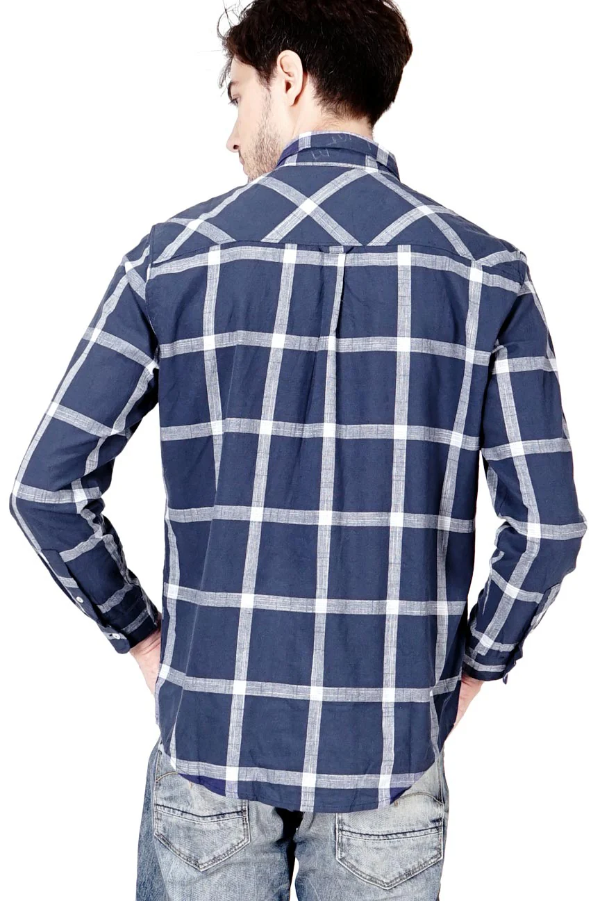 Kemeja Lengan Panjang Regular Hazard Navy White - Image 4