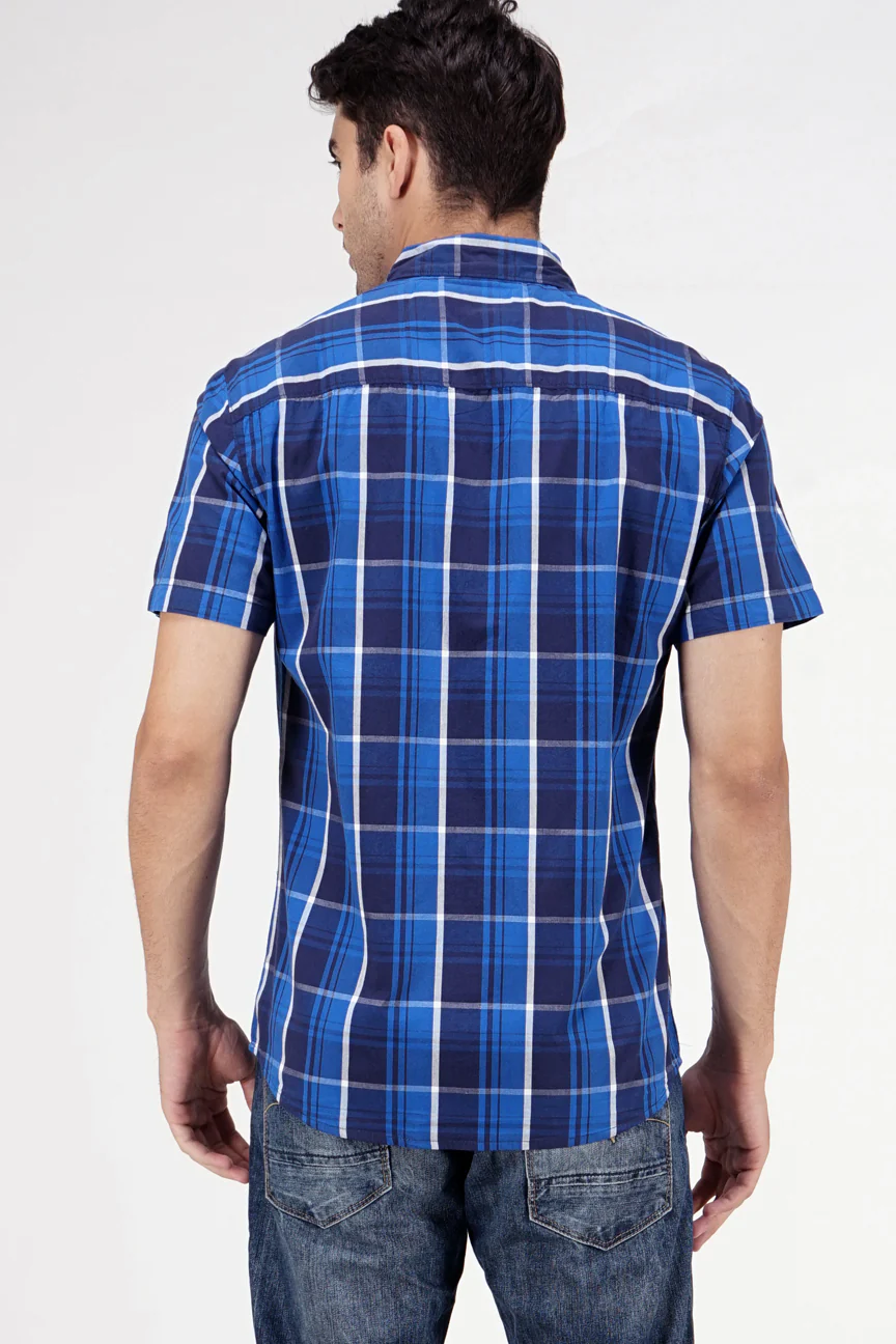 Kemeja Lengan Pendek Regular Hetson Navy Blue - Image 3