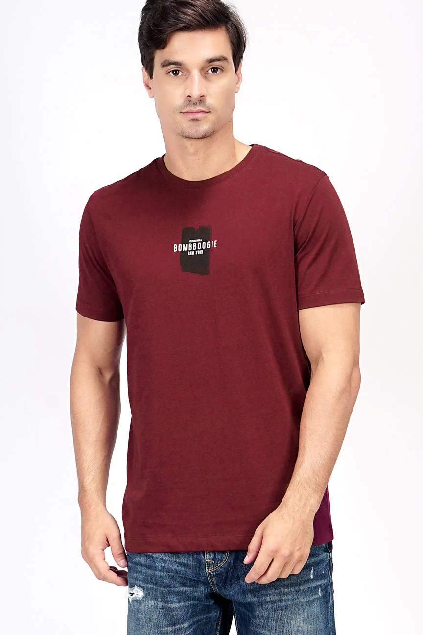 T-Shirt Lengan Pendek Hoefler Maroon - Image 2