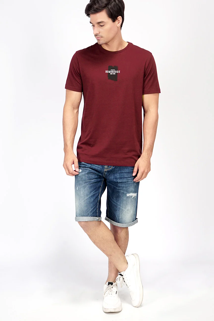 T-Shirt Lengan Pendek Hoefler Maroon - Image 3
