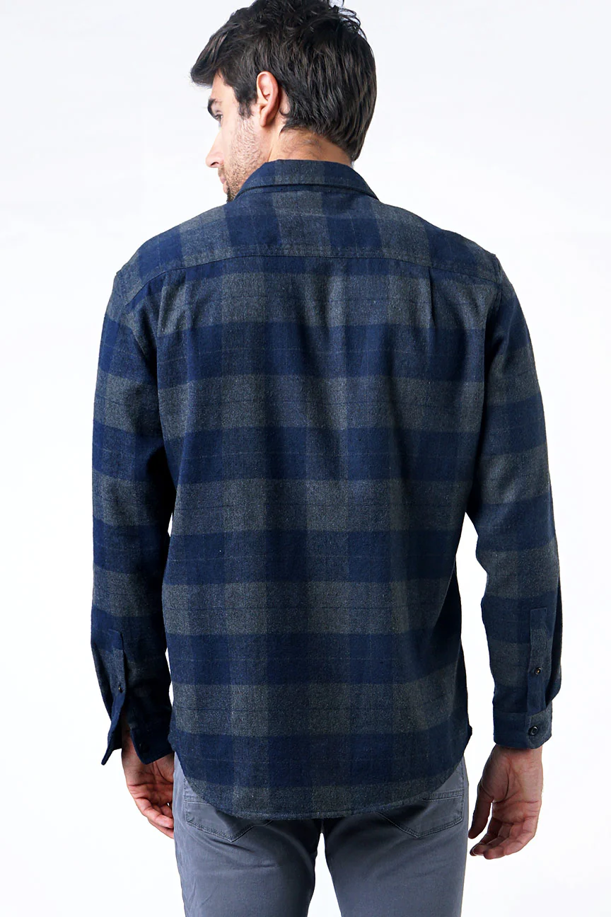 Kemeja Flanel Hollow Blue Navy Grey - Image 3