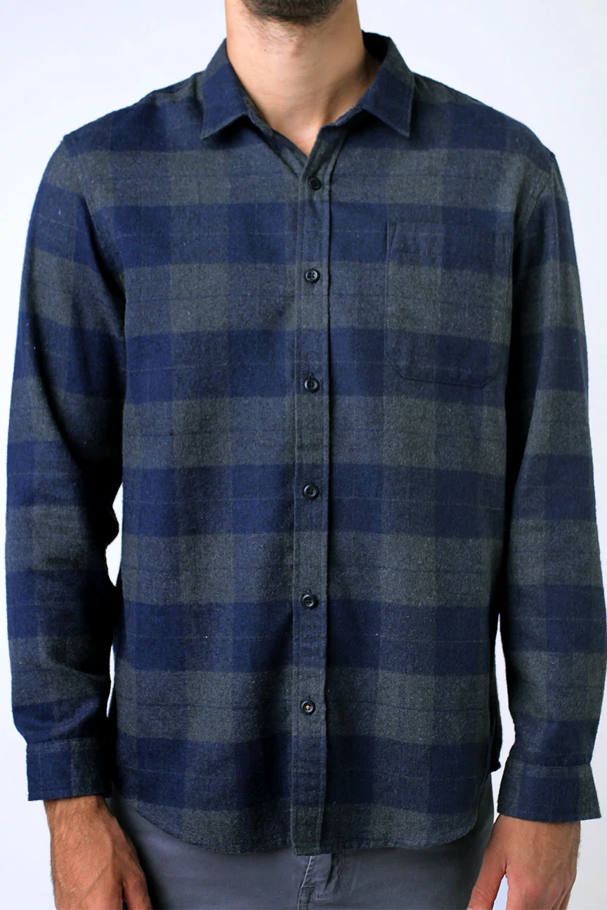 Kemeja Flanel Hollow Blue Navy Grey - Image 5