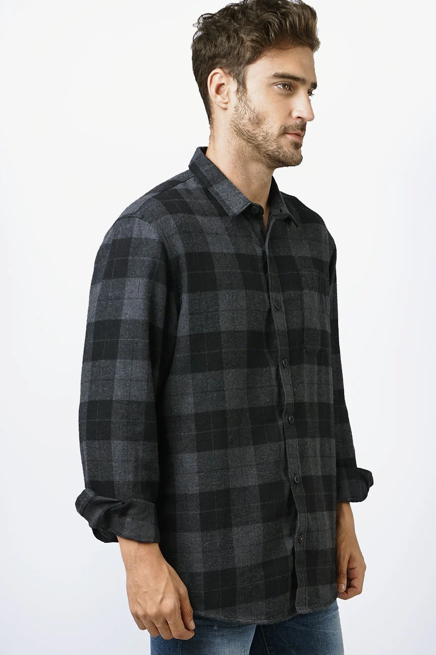 Kemeja Flanel Hollow Grey Black - Image 2