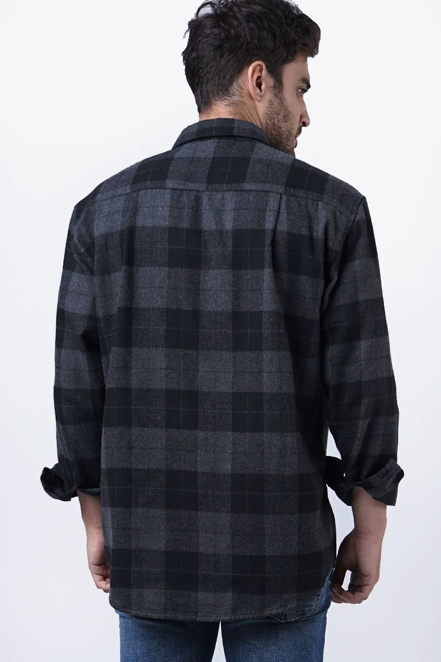 Kemeja Flanel Hollow Grey Black - Image 3