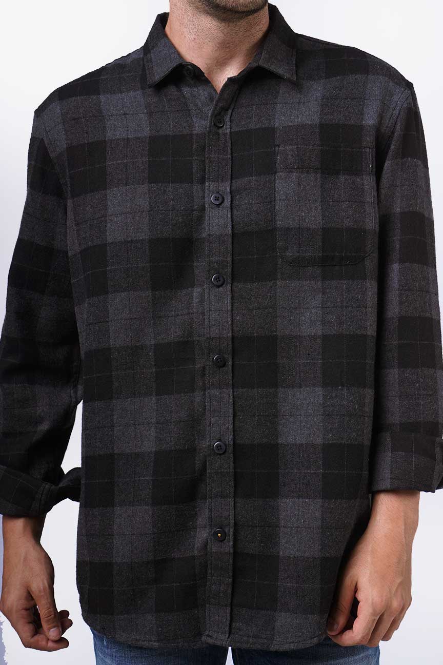 Kemeja Flanel Hollow Grey Black - Image 4