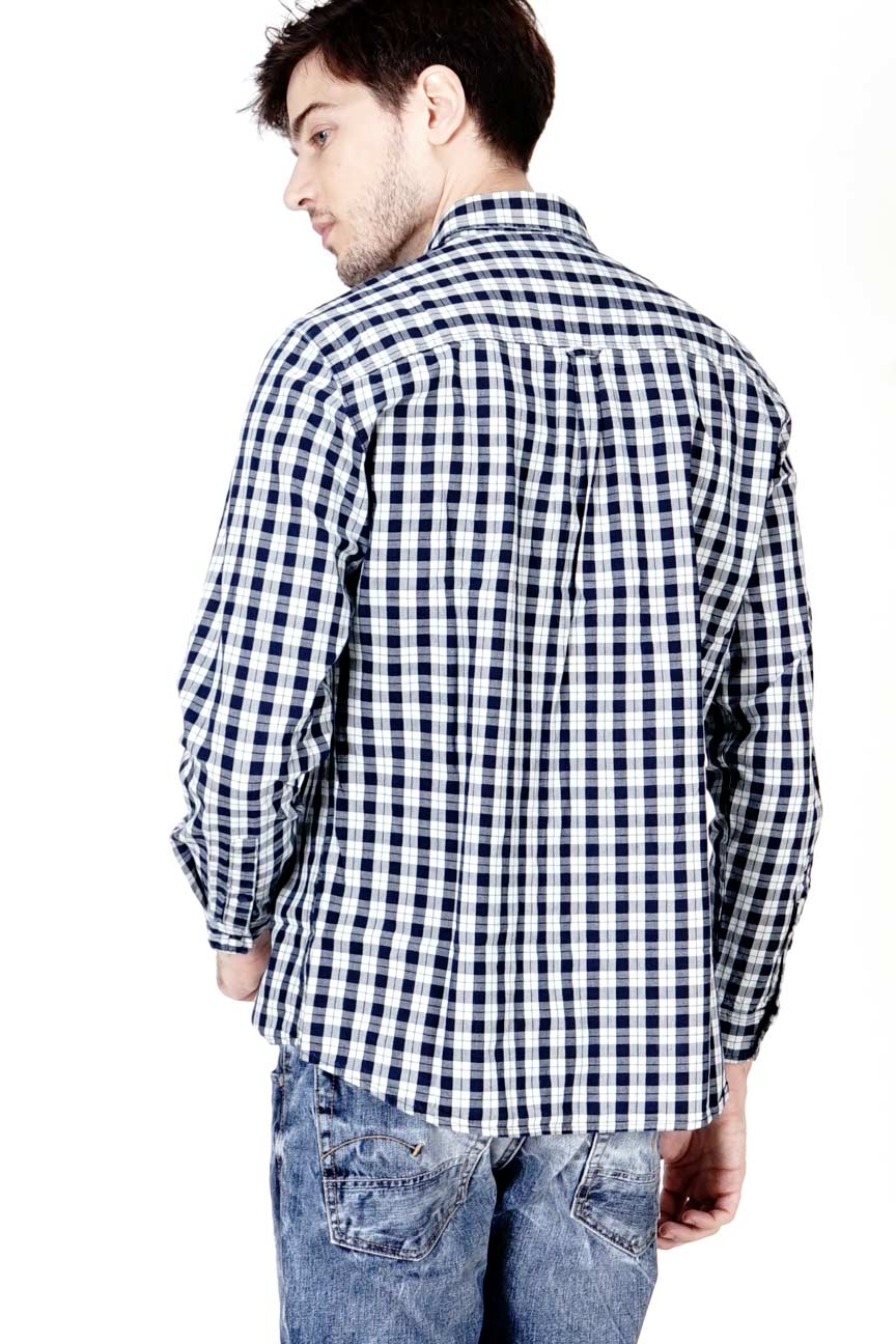 Kemeja Lengan Panjang Houghton Navy White Regular - Image 4