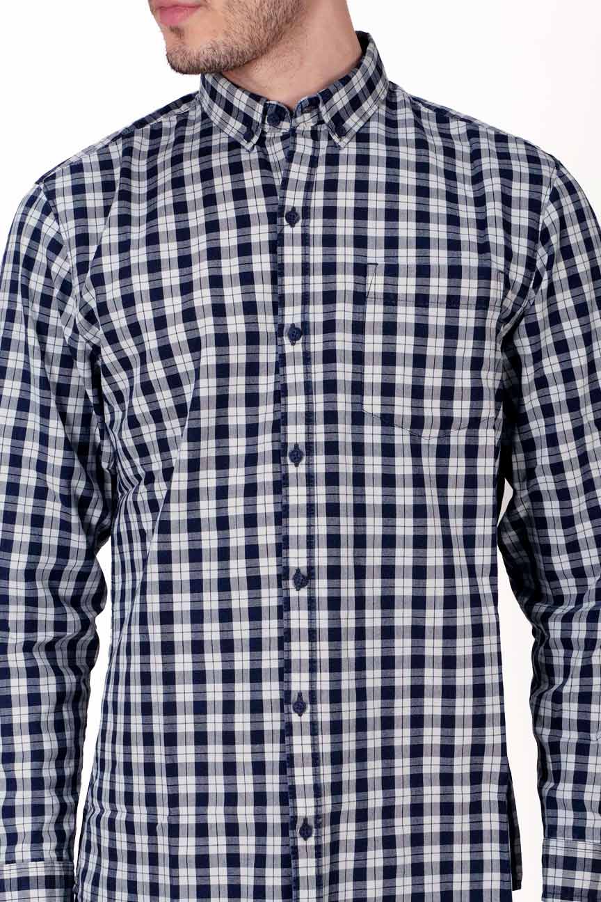 Kemeja Lengan Panjang Houghton Navy White Regular - Image 5