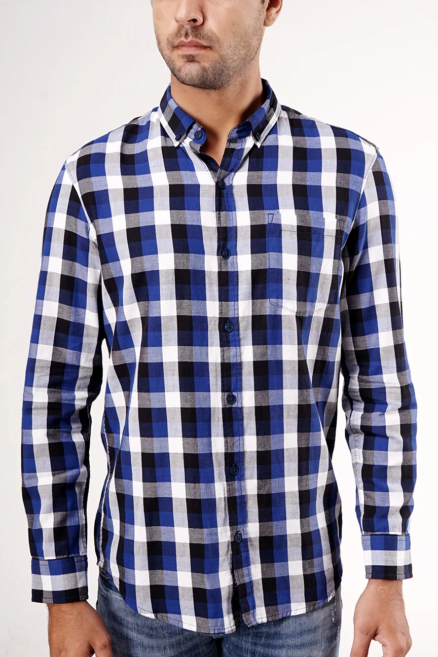 Kemeja Lengan Panjang Regular Hudson Blue Black - Image 3
