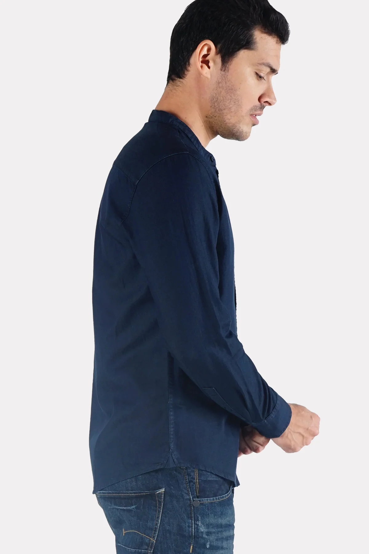 Kemeja Lengan Panjang Reguler Fit Huztec Dark Blue - Image 2