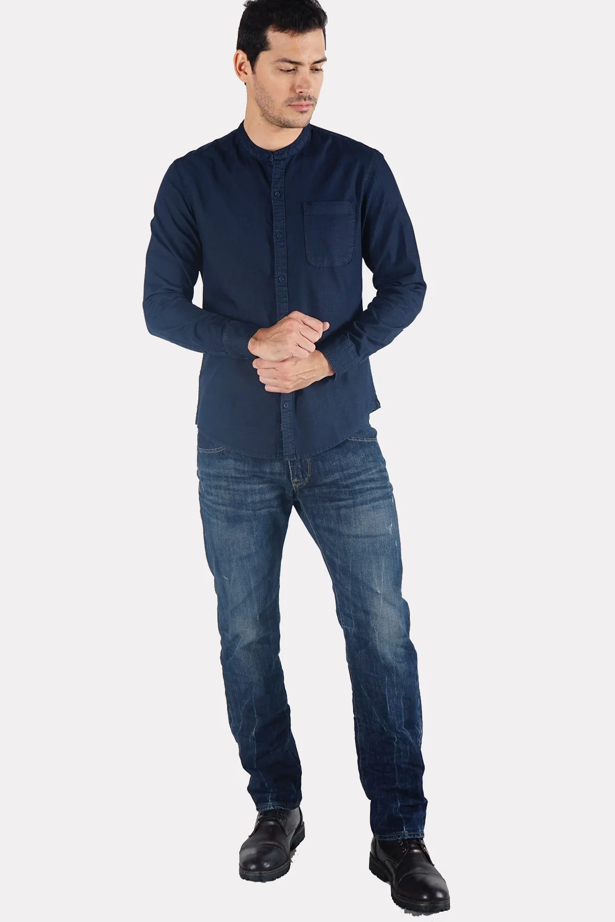 Kemeja Lengan Panjang Reguler Fit Huztec Dark Blue - Image 3