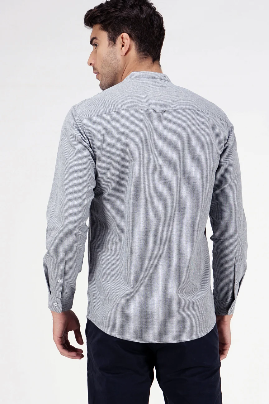 Kemeja Lengan Panjang Icarus Navy White - Image 4