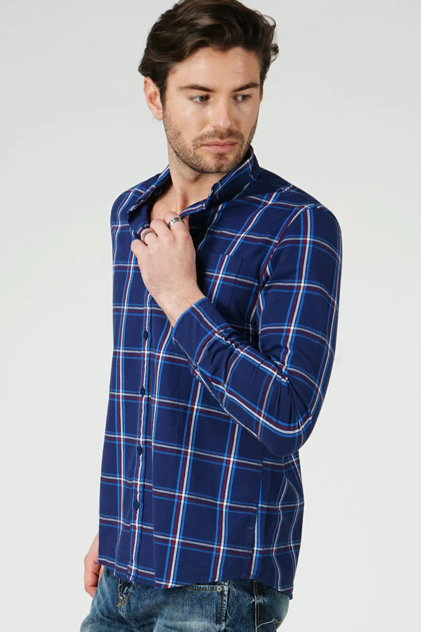 Kemeja Lengan Panjang Regular Illusion Navy Blue - Image 2