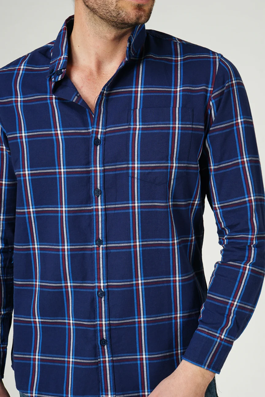 Kemeja Lengan Panjang Regular Illusion Navy Blue - Image 3