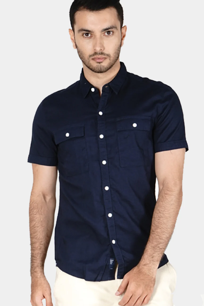 Kemeja Lengan Pendek Slimfit Impact Navy