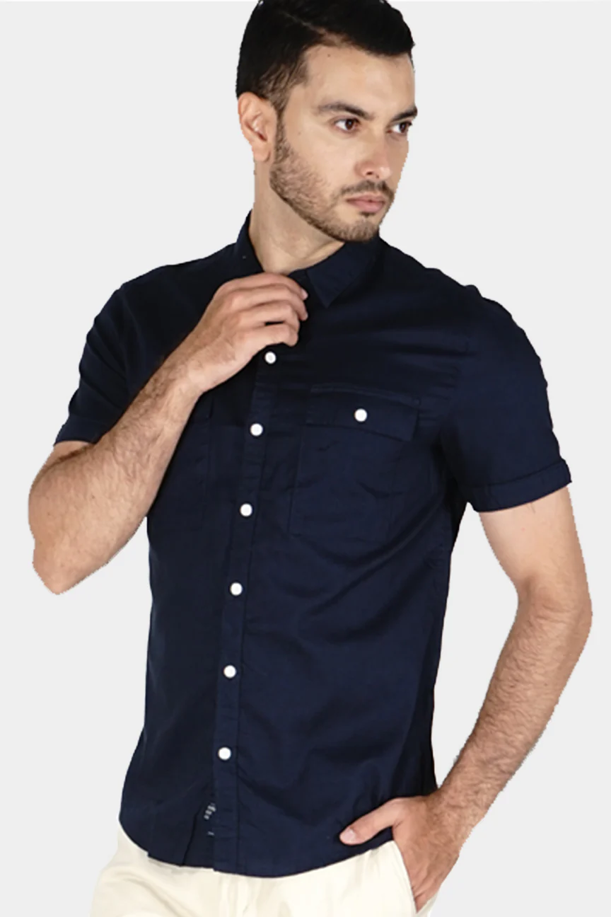 Kemeja Lengan Pendek Slimfit Impact Navy - Image 2