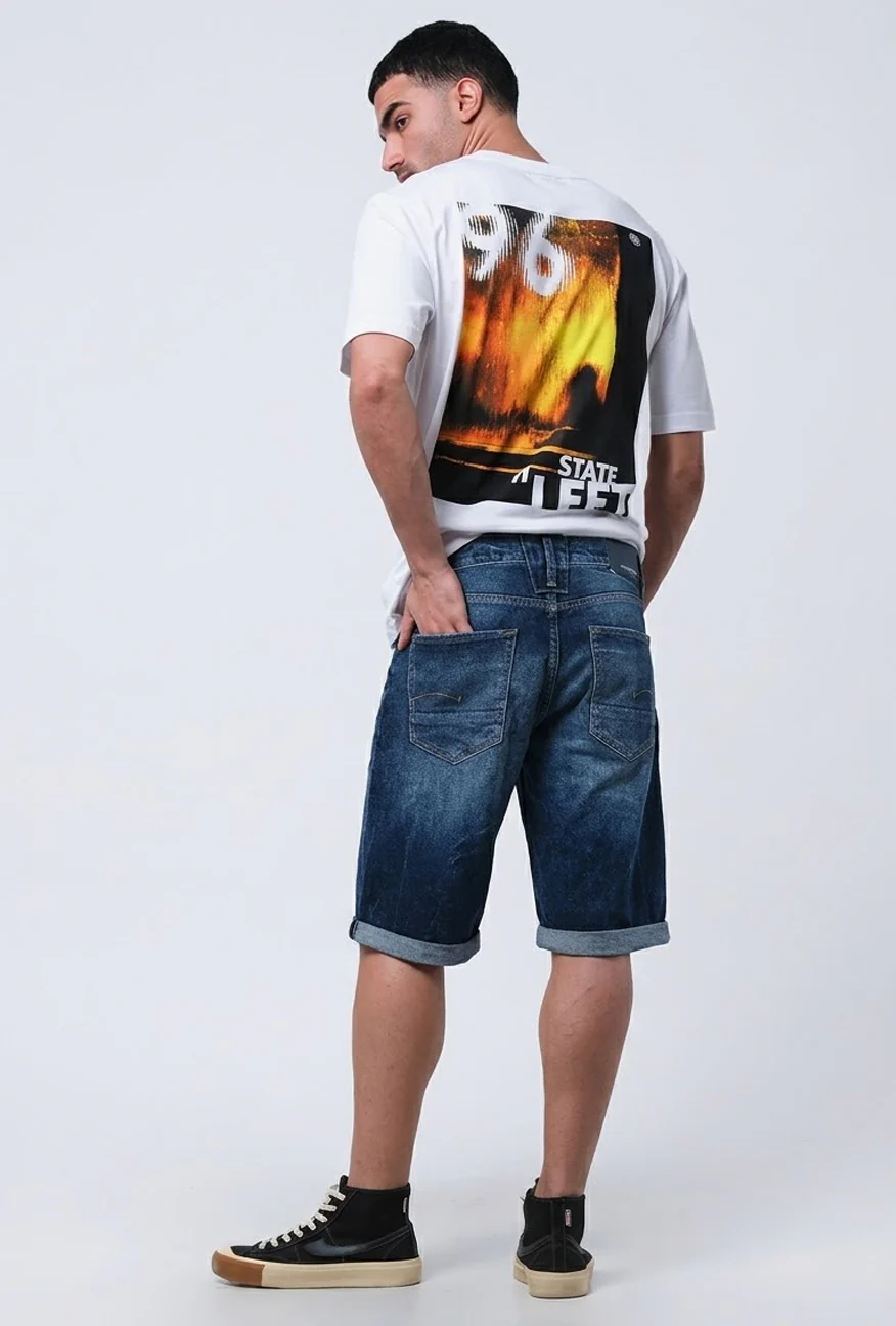 Jeans Short L01 Series Dark Blue With Handmade - Image 3