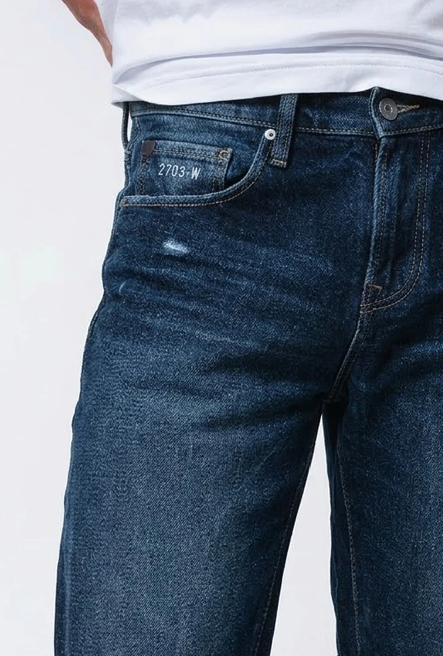 Jeans Short L01 Series Dark Blue With Handmade - Image 4