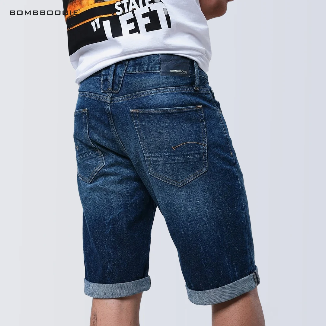 Jeans Short L01 Series Dark Blue With Handmade - Image 5