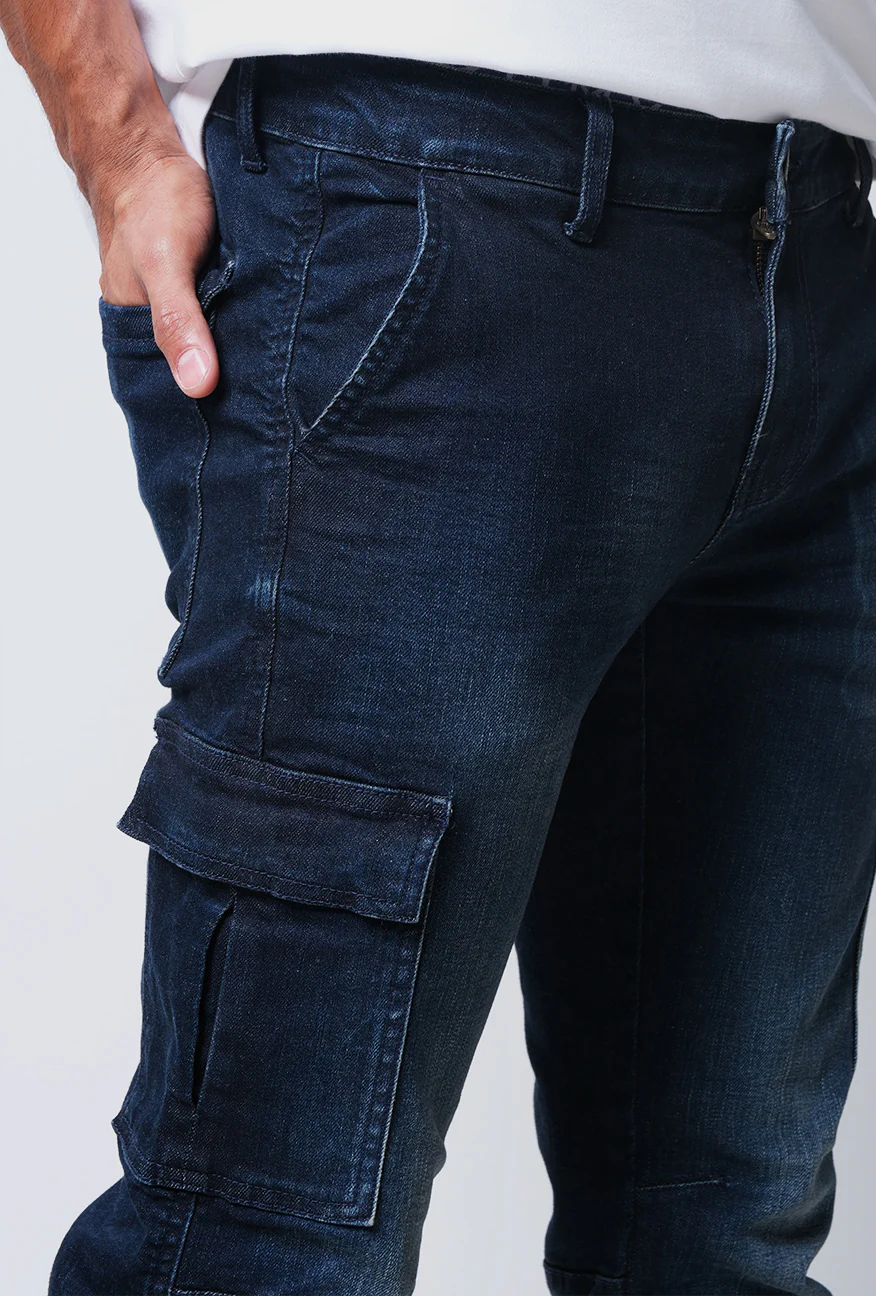 Jeans Slimfit Cargo I9 Series Dark Blue - Image 3