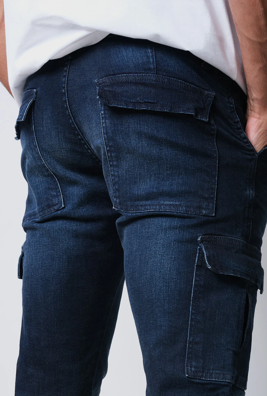 Jeans Slimfit Cargo I9 Series Dark Blue - Image 4