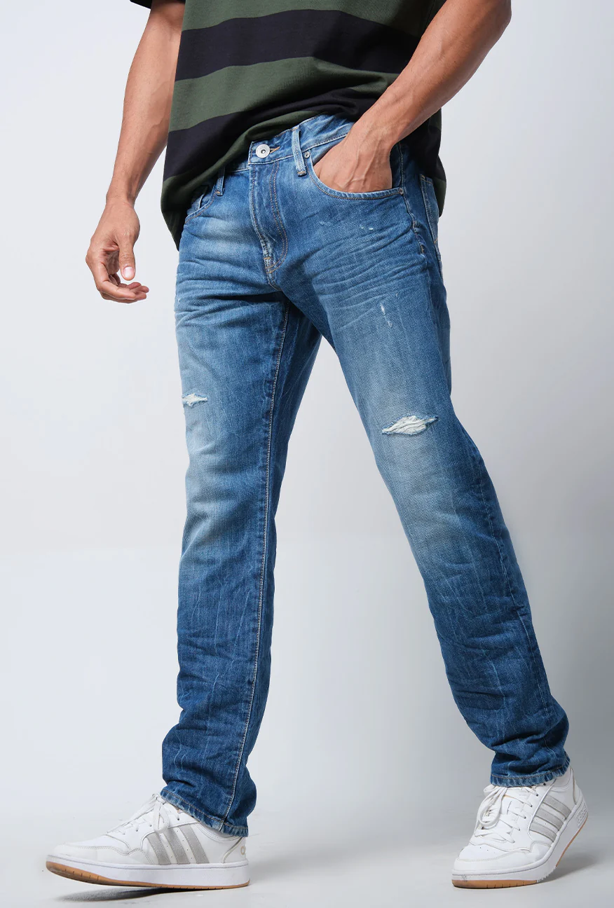 Jeans Slimfit J7 Series Light Blue With Destroy
