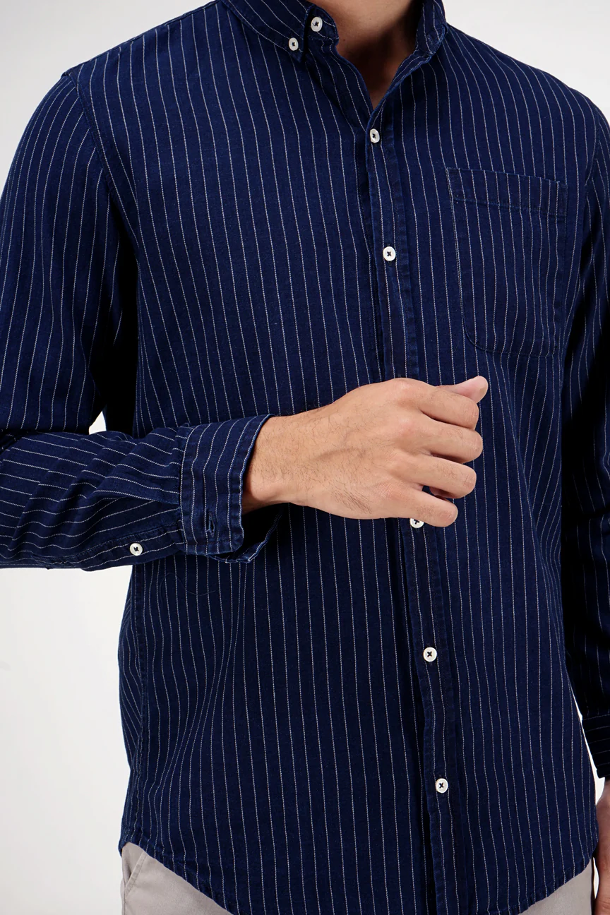 Kemeja Lengan Panjang Regular Juarez Navy White - Image 3