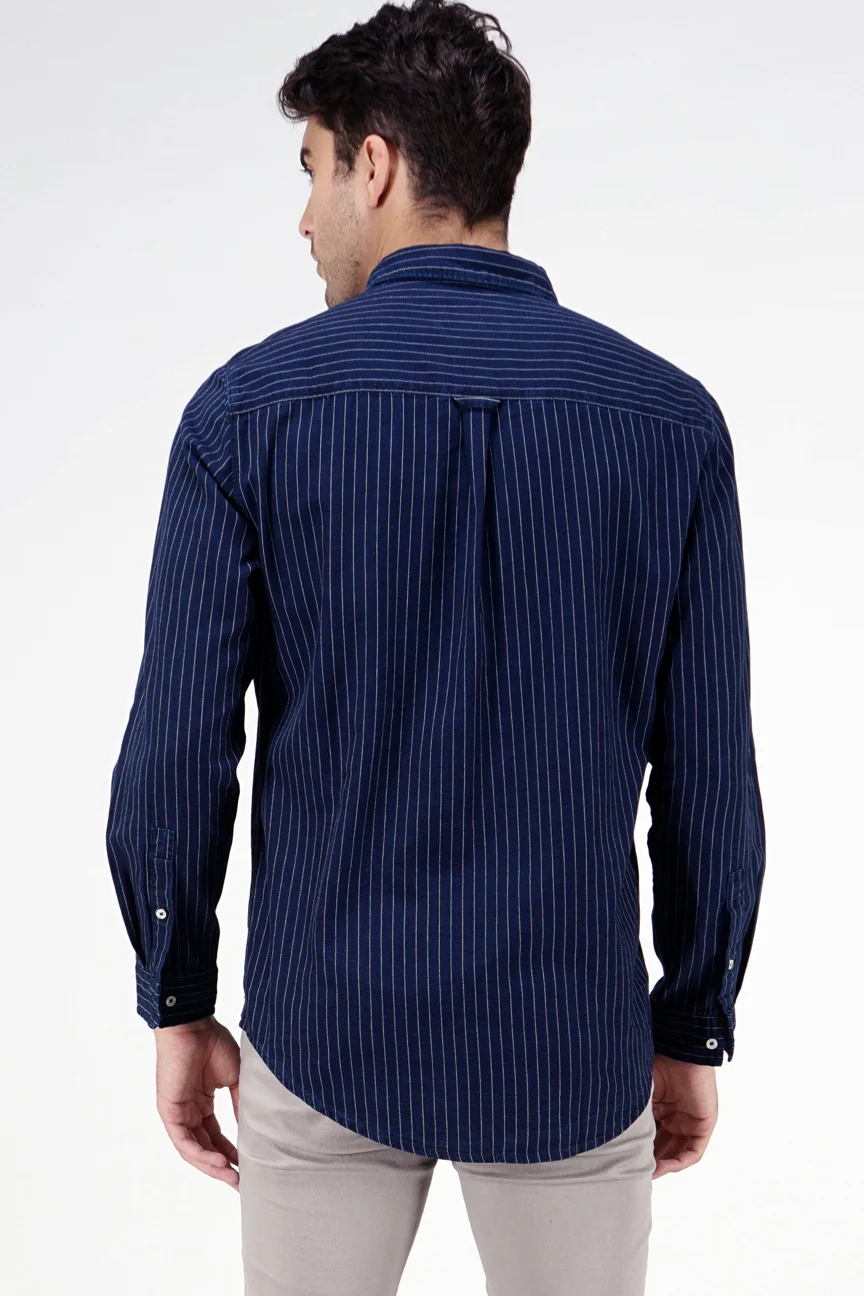 Kemeja Lengan Panjang Regular Juarez Navy White - Image 4