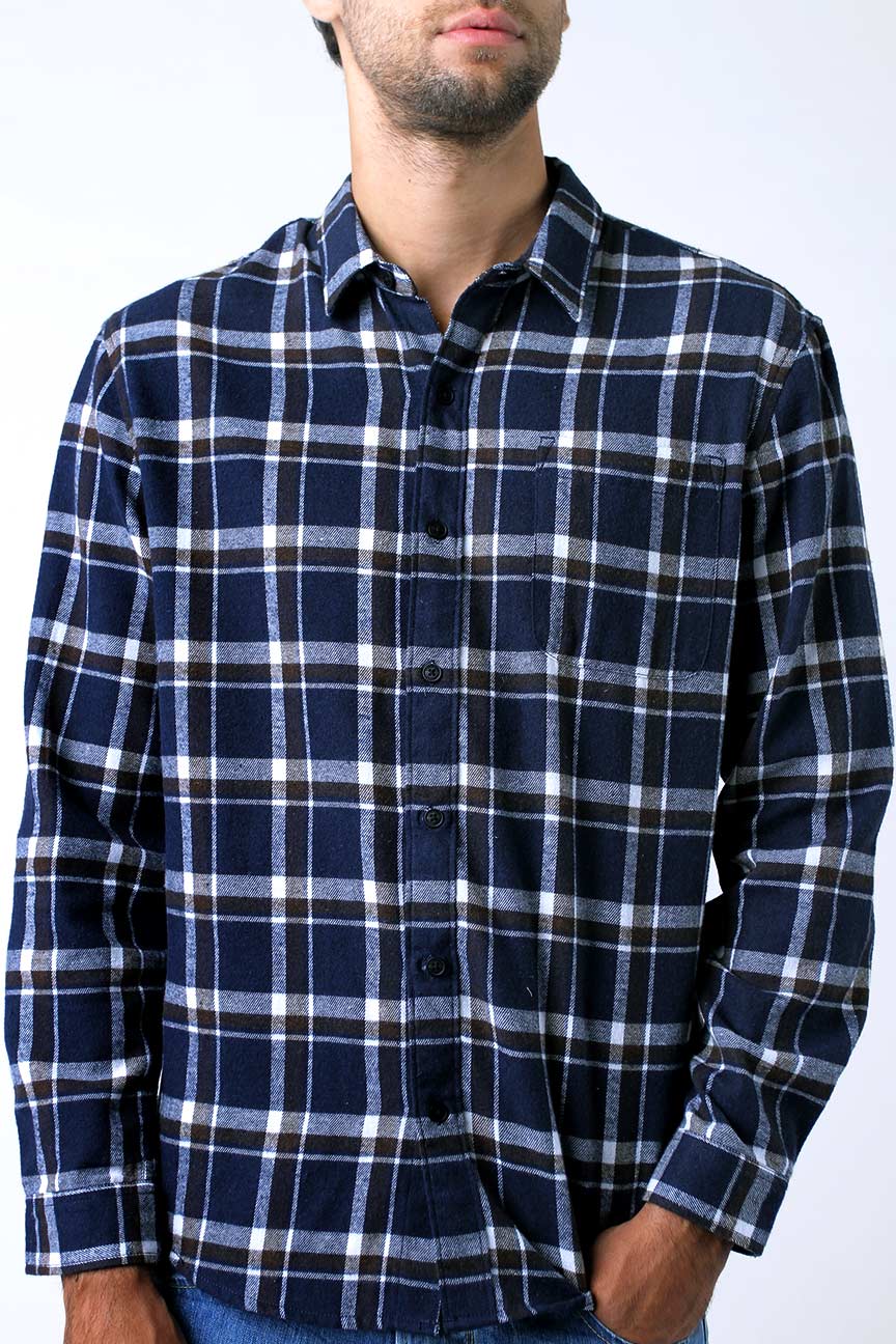 Kemeja Flanel Kayden Navy Brown - Image 4