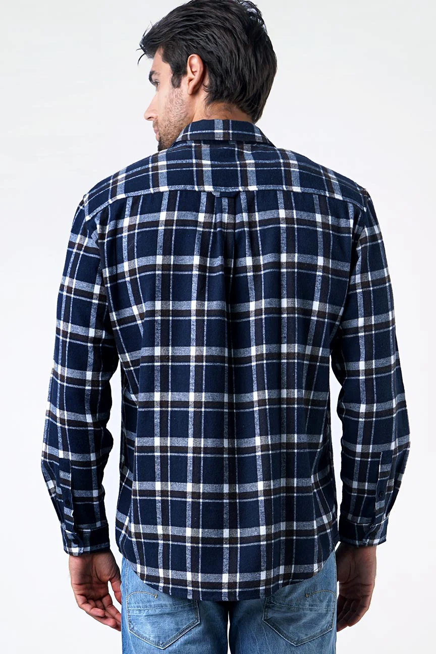 Kemeja Flanel Kayden Navy Brown - Image 5