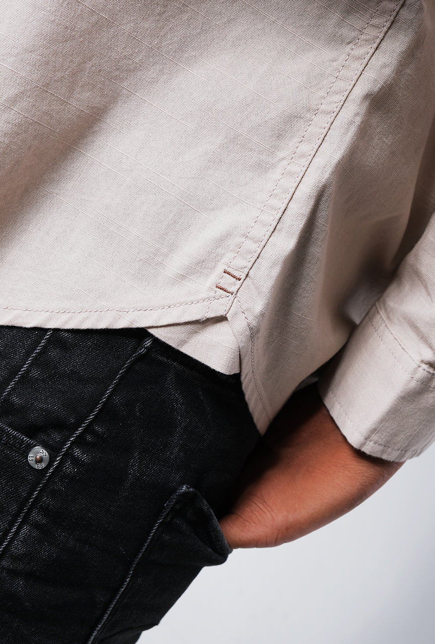 Kemeja Koko Lengan Panjang Belix Beige - Image 3