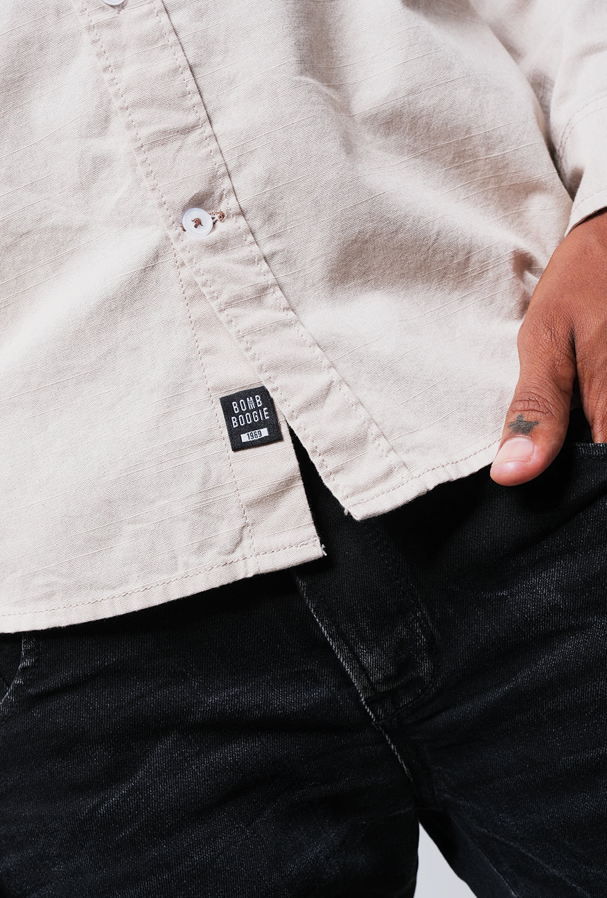 Kemeja Koko Lengan Panjang Belix Beige - Image 4