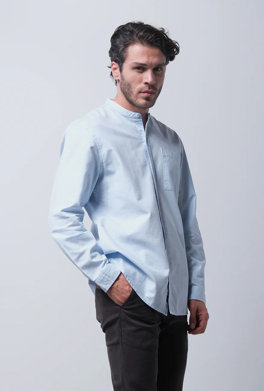 Kemeja Koko Lengan Panjang Coby Light Blue