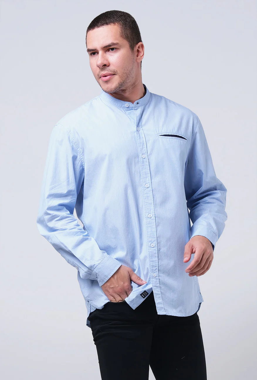 Kemeja Koko Lengan Panjang Gato Blue White