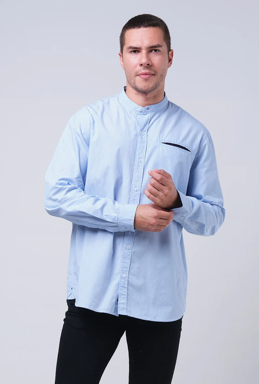 Kemeja Koko Lengan Panjang Gato Blue White - Image 2