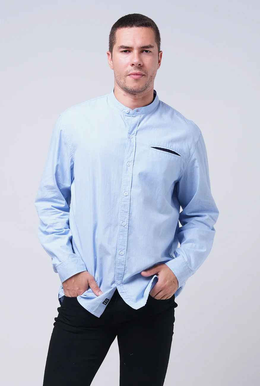 Kemeja Koko Lengan Panjang Gato Blue White - Image 5