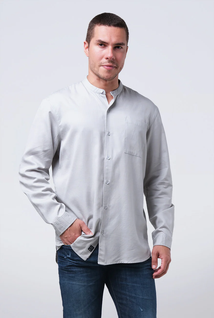 Kemeja Koko Lengan Panjang Harven Light Grey