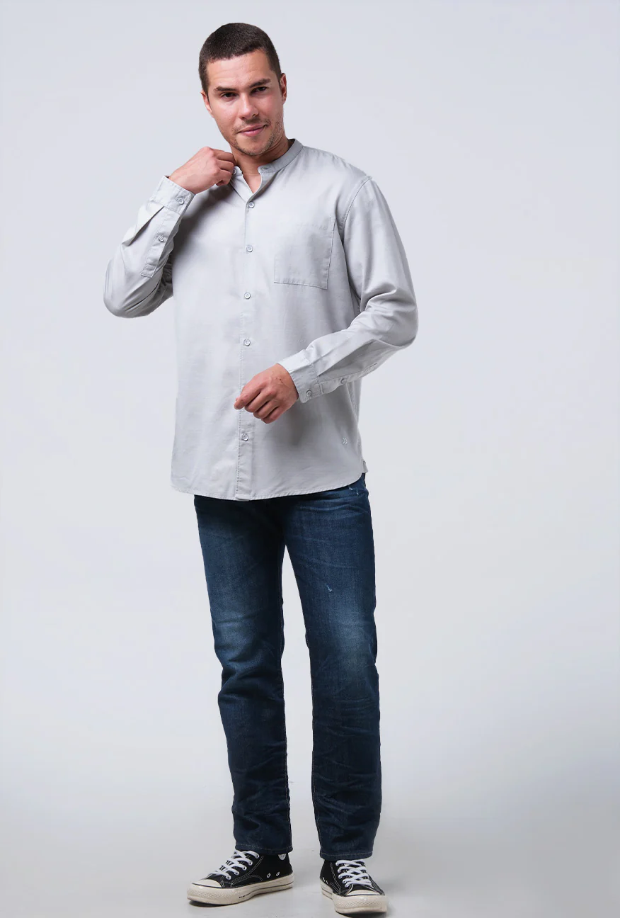 Kemeja Koko Lengan Panjang Harven Light Grey - Image 2