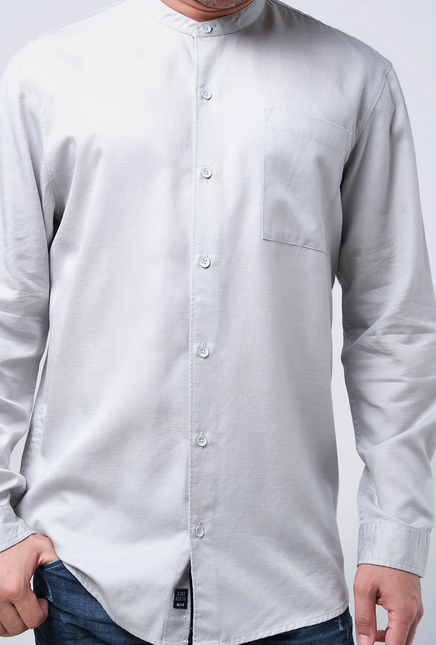 Kemeja Koko Lengan Panjang Harven Light Grey - Image 4