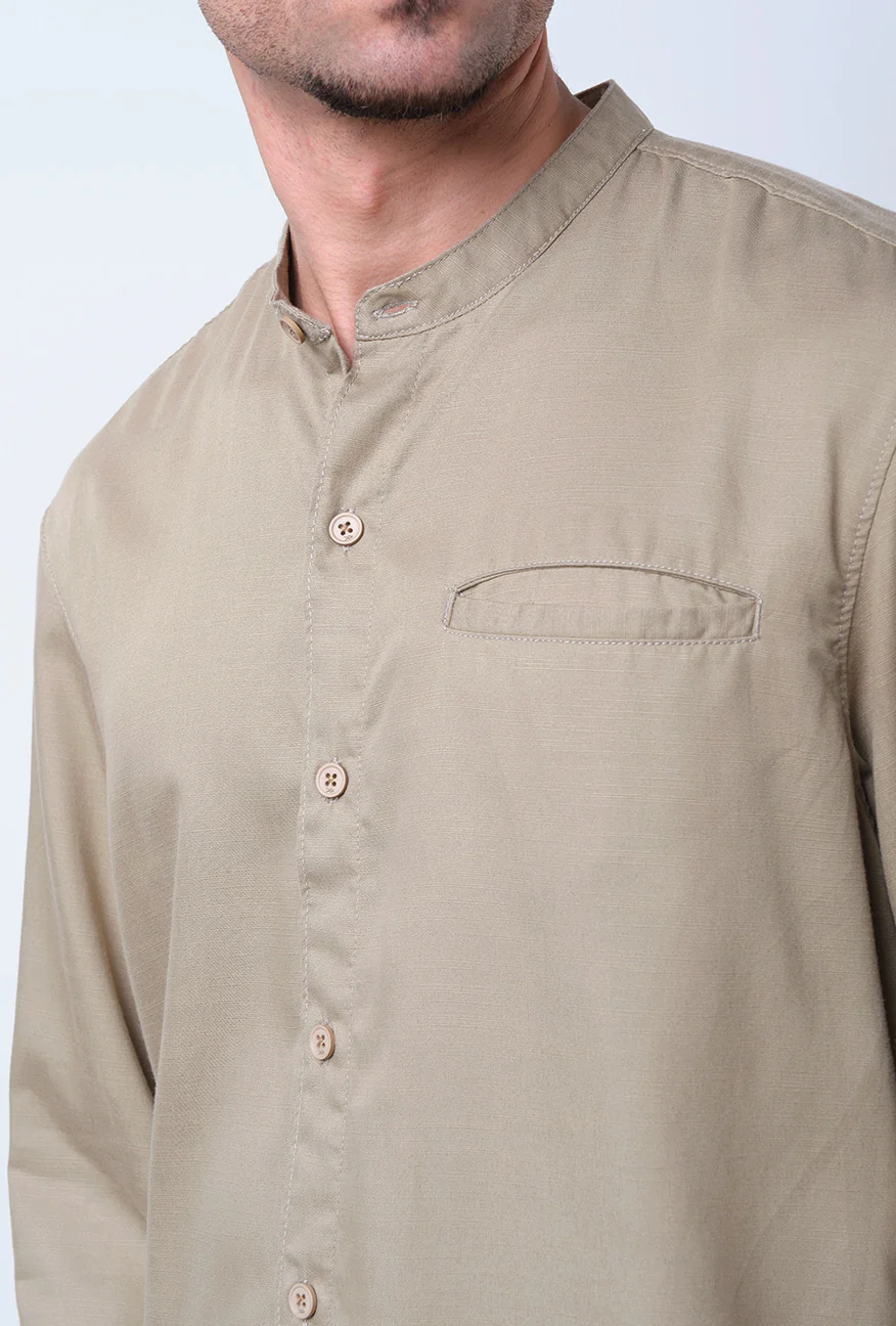 Kemeja Koko Lengan Panjang Lero Olive - Image 3
