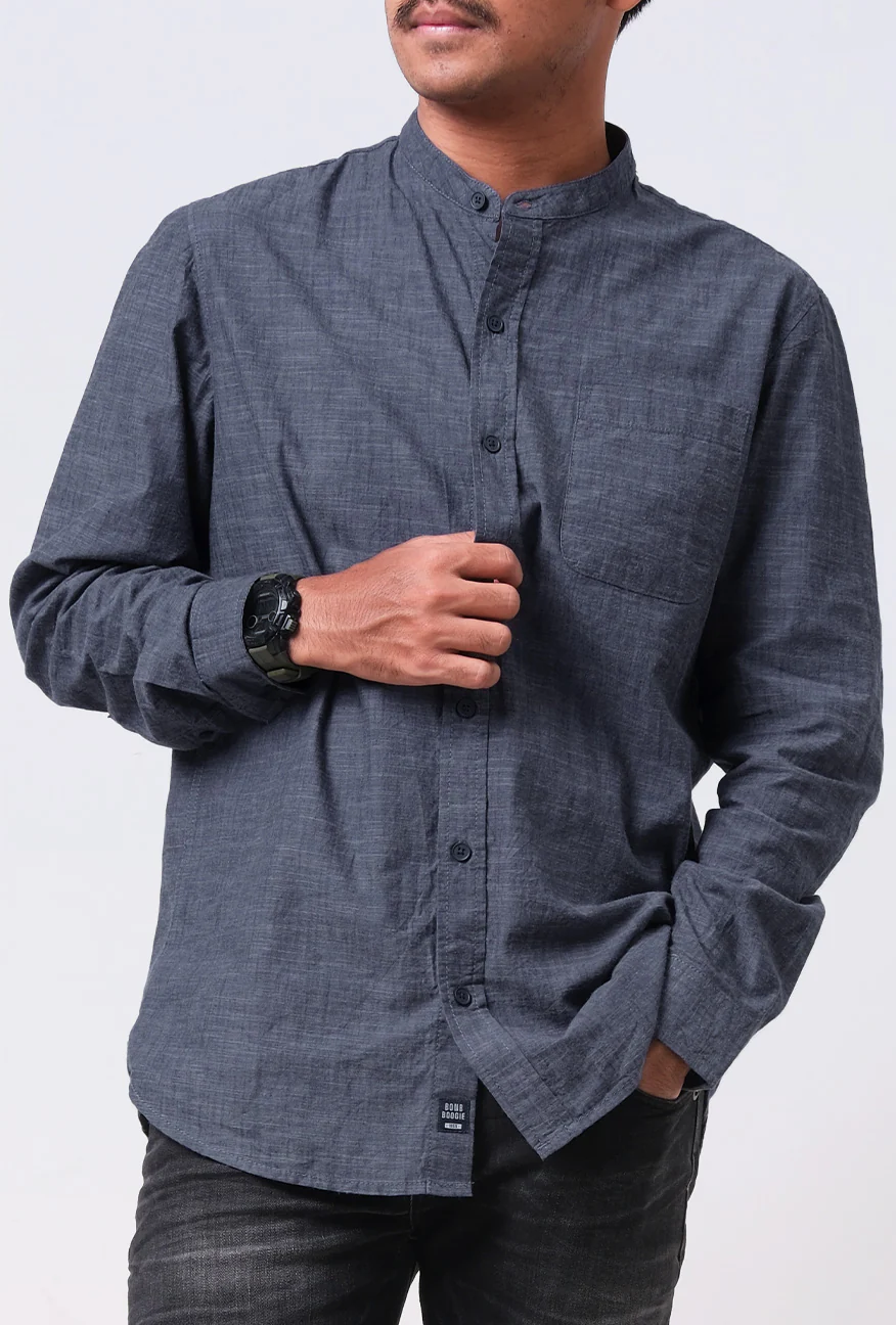 Kemeja Koko Lengan Panjang Regular Winder Navy - Image 2
