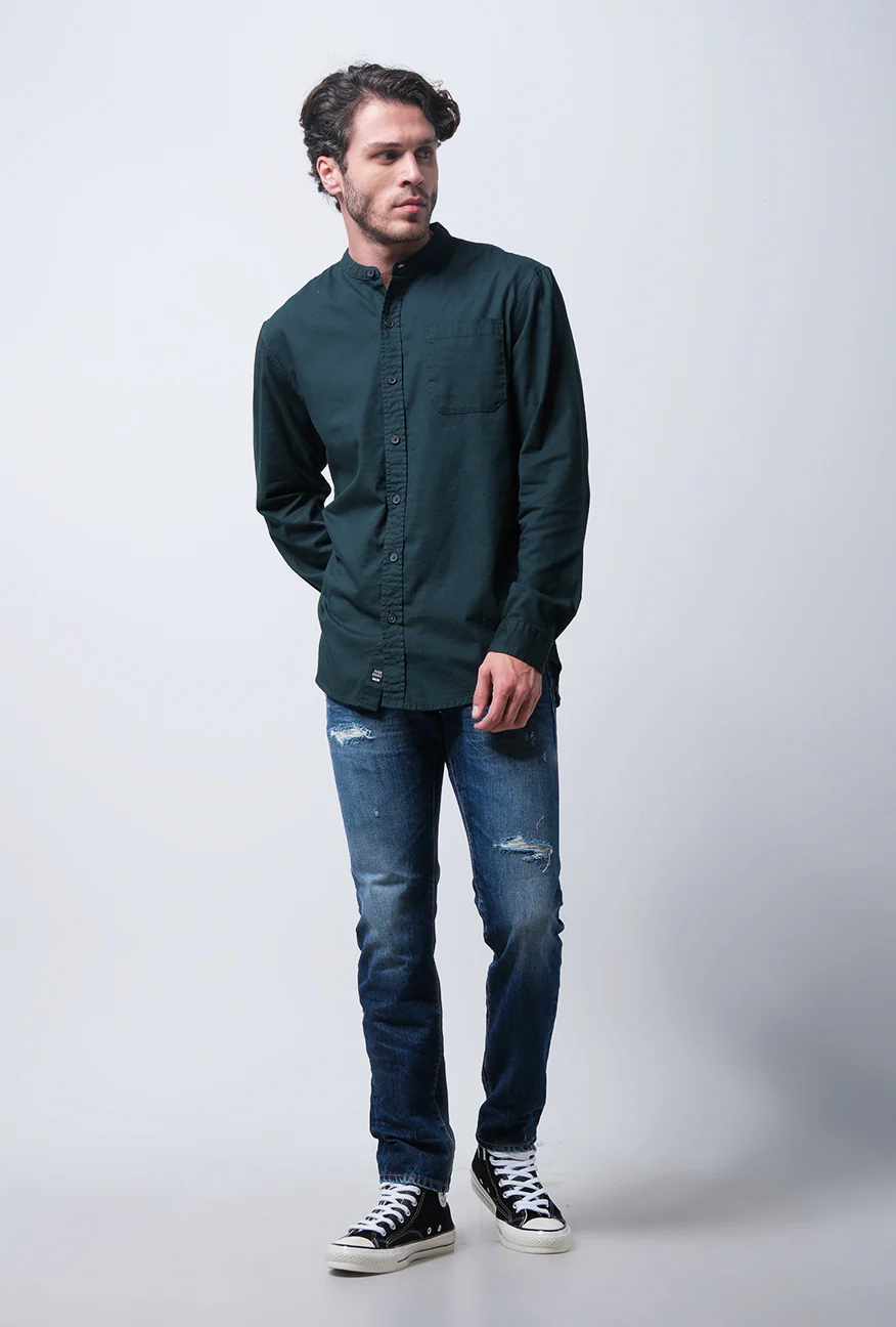 Kemeja Koko Lengan Panjang Walcot Dark Green