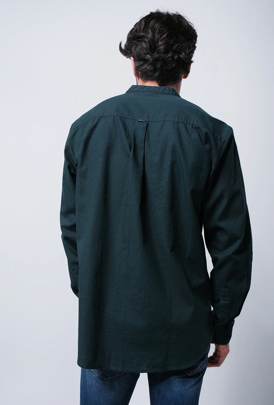 Kemeja Koko Lengan Panjang Walcot Dark Green - Image 3