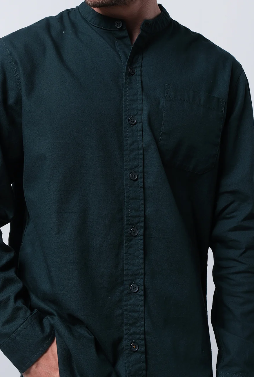 Kemeja Koko Lengan Panjang Walcot Dark Green - Image 4