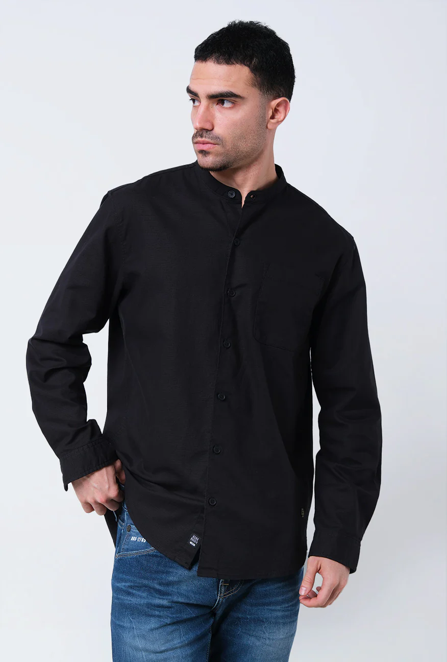 Kemeja Koko Lengan Panjang Zaco Black