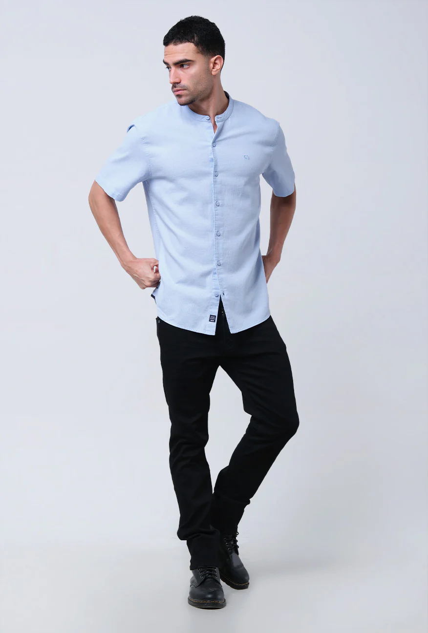 Kemeja Koko Lengan Pendek Costa Light Blue - Image 3