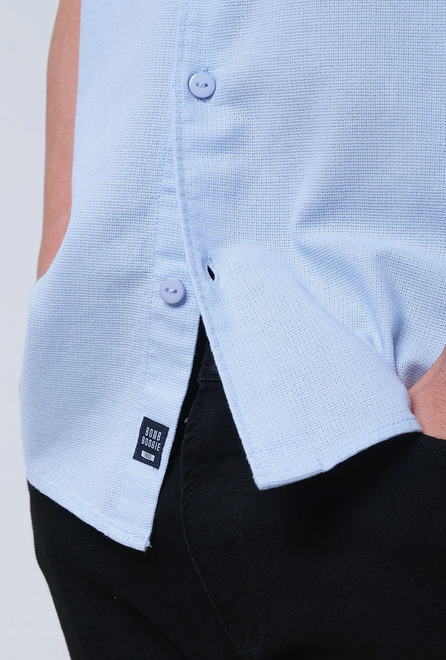 Kemeja Koko Lengan Pendek Costa Light Blue - Image 4