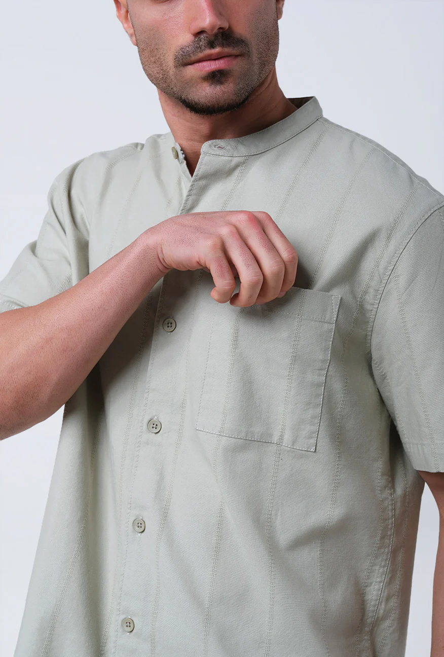 Kemeja Koko Lengan Pendek Poby Light Green - Image 3