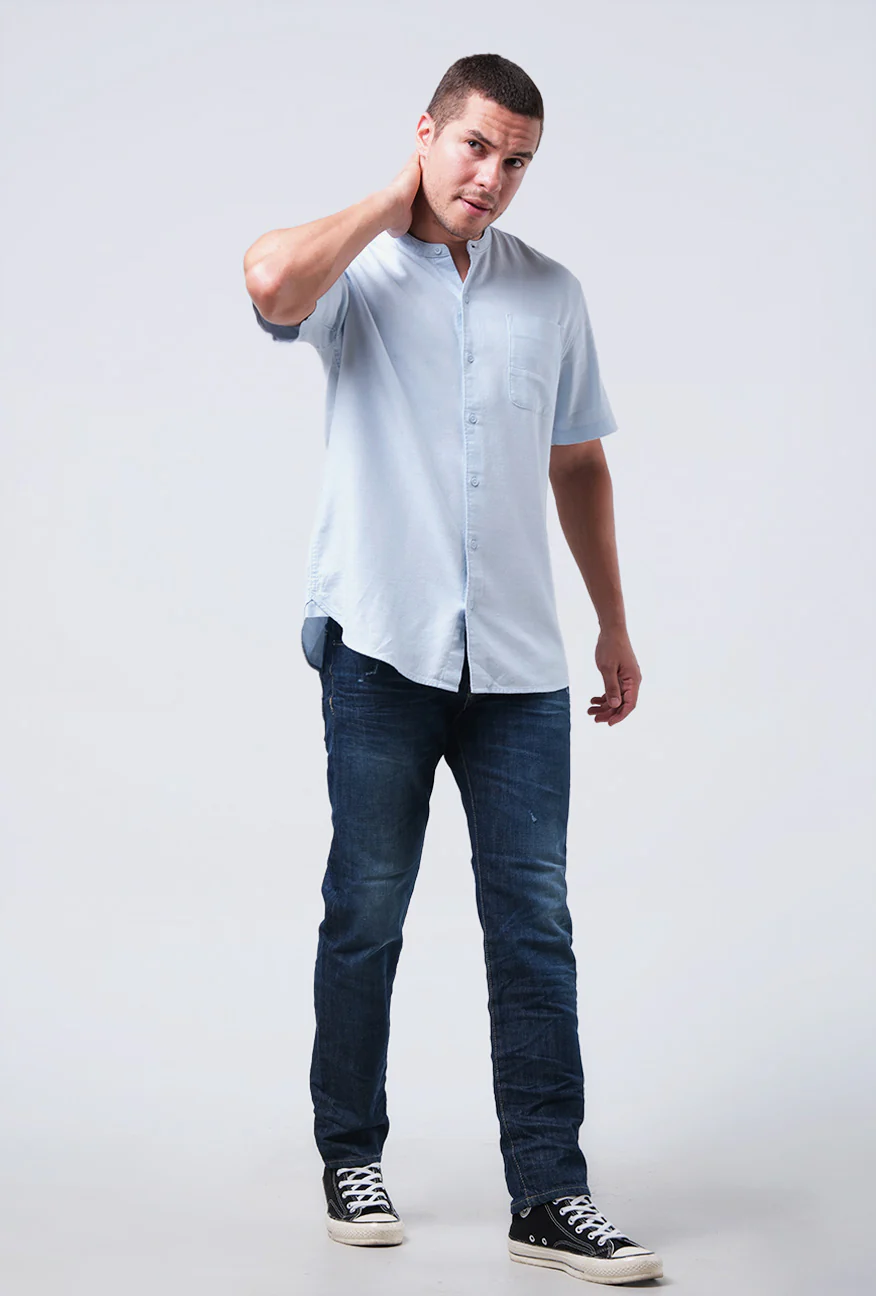 Kemeja Koko Lengan Pendek Turan Baby Blue