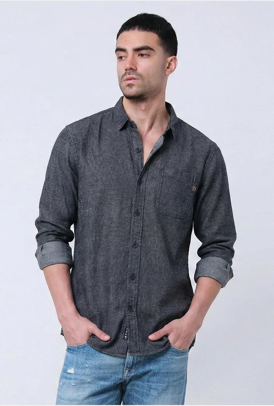 Kemeja Lengan Panjang Long Morton Black