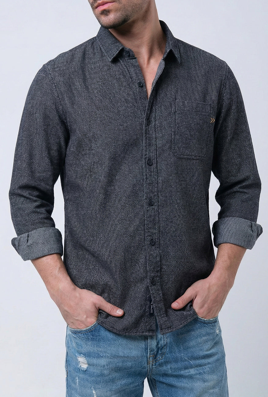 Kemeja Lengan Panjang Long Morton Black - Image 2
